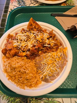 Chilaquiles w/beans and rice at Seed Ranger in Ventura