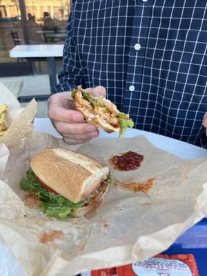 Buffalo sando with fries  at Seed Ranger in Ventura
