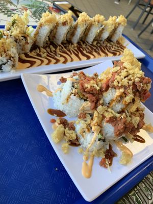 Vegan Volcano Roll and Crunchy Tiger Roll at Seed Ranger in Ventura