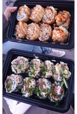 Golden Tiger Roll (top) and Ahi Roll (bottom) - both delicious at Seed Ranger in Ventura