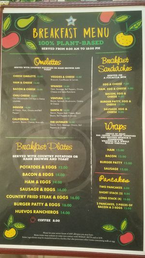 Menu at Seed Ranger in Ventura