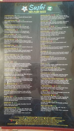Menu at Seed Ranger in Ventura