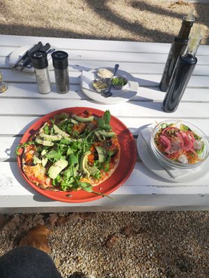 Medium pizza with a side salad. Very well made, nice and fresh at Col'Cacchio Pizzeria in Franschhoek