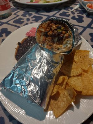 New special - vegan chicken & bacon burrito at Salsa Kitchen - Ruamchok in Chiang Mai