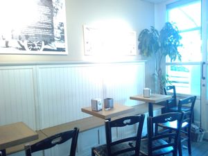 The seating area at Gelateria La Romana in Bergamo