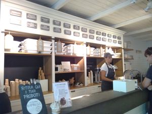 The counter and the other countless flavours of dairy ice-cream! (In cae you go with non-vegans!) at Gelateria La Romana in Bergamo