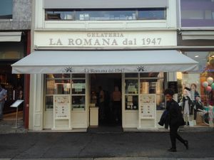 The outside building at Gelateria La Romana in Bergamo