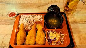 Chicken drumsticks bento at Vegan Delights Cafe in Ipoh