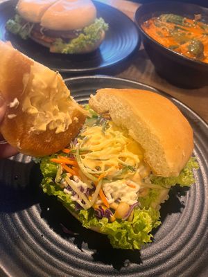 Lamb burger  #Veganuary at Vegan Delights Cafe in Ipoh