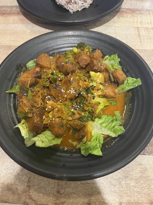 Hericium mushrooms with broccoli   at Vegan Delights Cafe in Ipoh