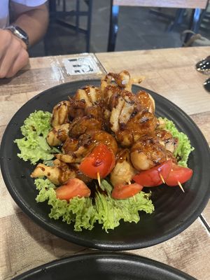 Chicken skewers   at Vegan Delights Cafe in Ipoh