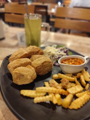 Veg duck with mango sauce at Vegan Delights Cafe in Ipoh