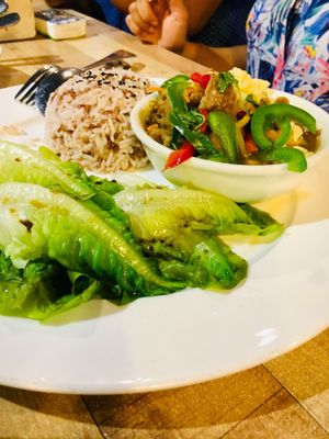 Monkey Head Mushroom With Thai Basil Leaves at Vegan Delights Cafe in Ipoh