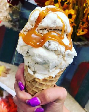 Vegan cookies and cream with vegan caramel drizzle!  at Cinema Arts Centre Sky Room Cafe in Huntington