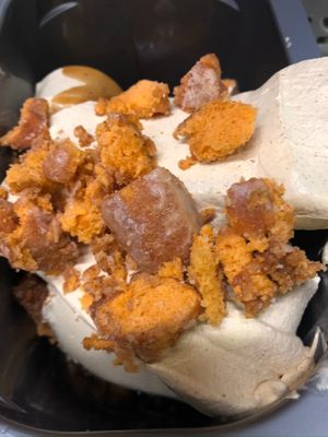 Homemade vegan pumpkin doughnuts! Almond milk soft serv for the win at Cinema Arts Centre Sky Room Cafe in Huntington