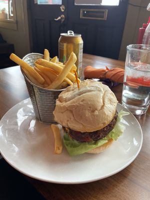 Black Bean burger dairy-free pepperjack cheese  at The Rise in Lander