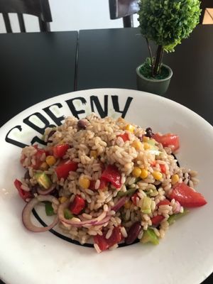 brown rice salad at Greeny in Tirana