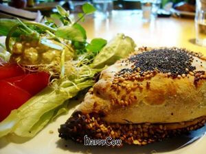 vegan curry 'croissant' with salad at Bolhoed in Amsterdam