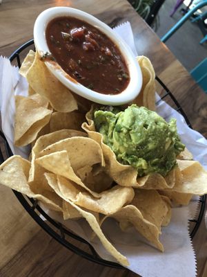 Homemade Guacamole, salsa, and chips  at Bandanas Mexican Grille in Wildwood Crest