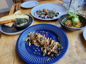 Left to right. Mushroom parfait with port gel and ciabbatta. Very seasonal, think could be paired better with mill bread toasted. Mushroom yakitori amazing and balanced flavour, wa at No. Twelve in Nottingham