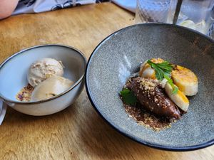 Spiced fig and orange gelato, partners favourite, deffiently the definition of winter!! Treacle gelato surprisingly light and delicate. The special dessert chocolate genache, banan at No. Twelve in Nottingham