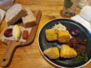 bread and miso butter and baked camembert  at No. Twelve in Nottingham
