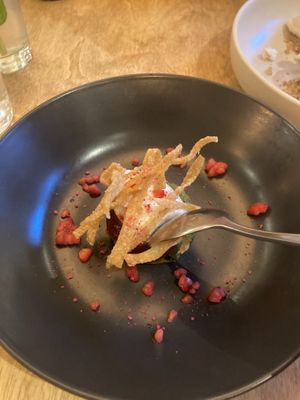 Basil and strawberry dessert - super inventive and tasty.  at No. Twelve in Nottingham