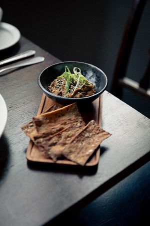 Smoky Aubergine and sourdough crisp bread at No. Twelve in Nottingham