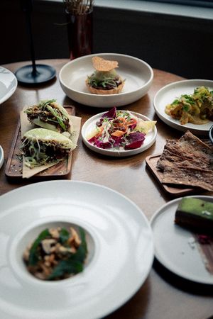 Sharing dishes between the whole table  at No. Twelve in Nottingham
