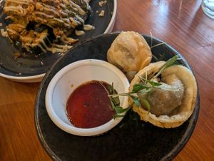 Mushroom dumplings with chili sauce at No. Twelve in Nottingham