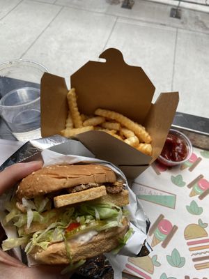 Kentucky burger. I actually liked the fries more !  at PLANTA Burger in Toronto