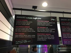 The burger menu at PLANTA Burger in Toronto