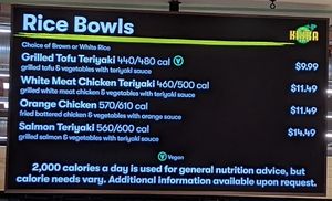 Asian menu in food court at Whole Foods Market in Henderson