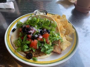 Gyro Sandwich and Kettle Chips at Wicked Willow in Stevens Point
