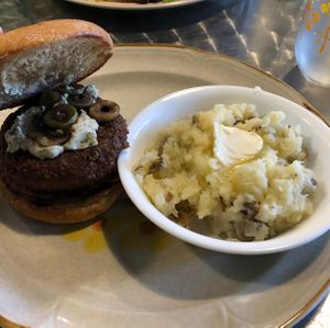 Olive Burger with Mashed Potatoes at Wicked Willow in Stevens Point