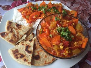 Carrot curry at Krishna Bhog in Huaraz