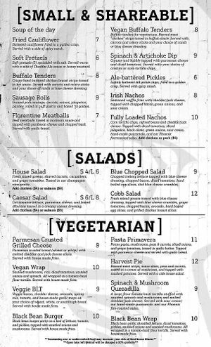 Menu at The Phoenix on Westheimer in Houston