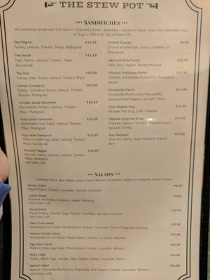 Menu at The Stew Pot in Snowmass Village