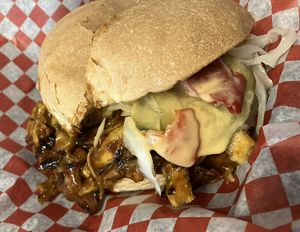 Vegan pulled pork sandwich   at Depanneur Le Pick Up in Montreal