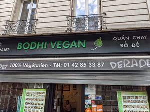 The front of the restaurant  at Bodhi Vegan in Paris