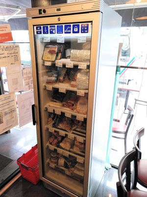 Frozen fake meats for sale at Bodhi Vegan in Paris