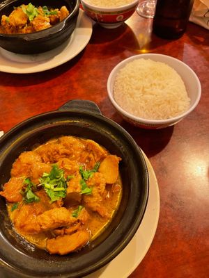 Marmite au "poulet" caramélisé with white rice at Bodhi Vegan in Paris