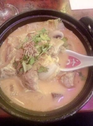 Main dish option in hot pot at Bodhi Vegan in Paris