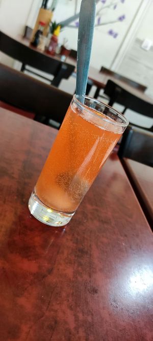 Home made cocktail with litchee at Bodhi Vegan in Paris