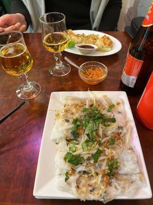 Vietnamese dumplings with mushroom filling, i recommend adding sriracha on top   at Bodhi Vegan in Paris