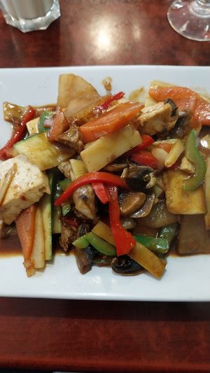 Tofu "pork" satay at Bodhi Vegan in Paris