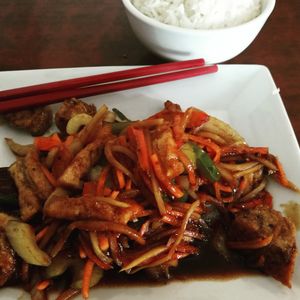 Beef pepper at Bodhi Vegan in Paris