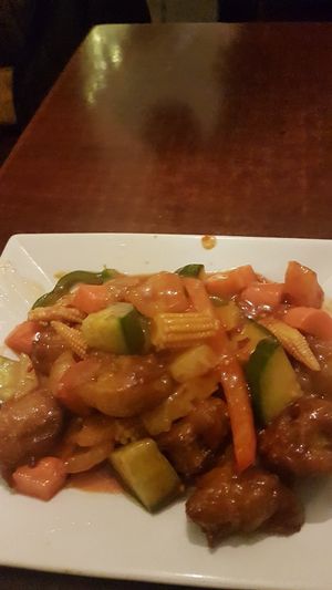 Sweet and sour 'pork' at Bodhi Vegan in Paris