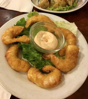 Fried tempura shrimps at Bodhi Vegan in Paris