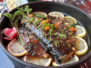 Entire vegan “fish"  at Origami in Esch-sur-alzette